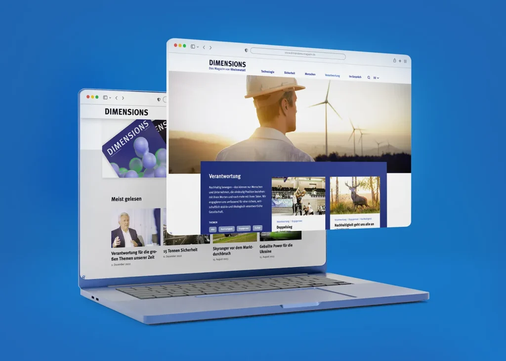 Rheinmetall Kundenmagazin als Digitalmagazin in der Desktop-Ansicht
