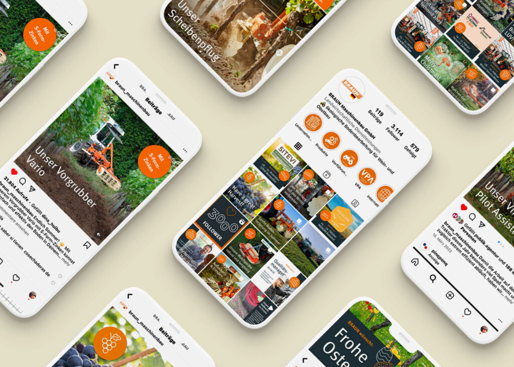 Instagram-Marketing von BRAUN Maschinenbau: Mockup mobile Version