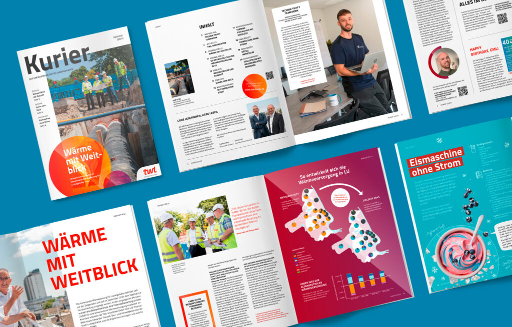 Fotografie des neu gestalteten TWL-Magazins "Kurier" nach dem Magazin-Relaunch